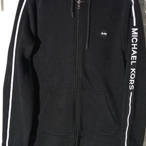 Mens Michael Kors arm logo full zip hoodie-Black